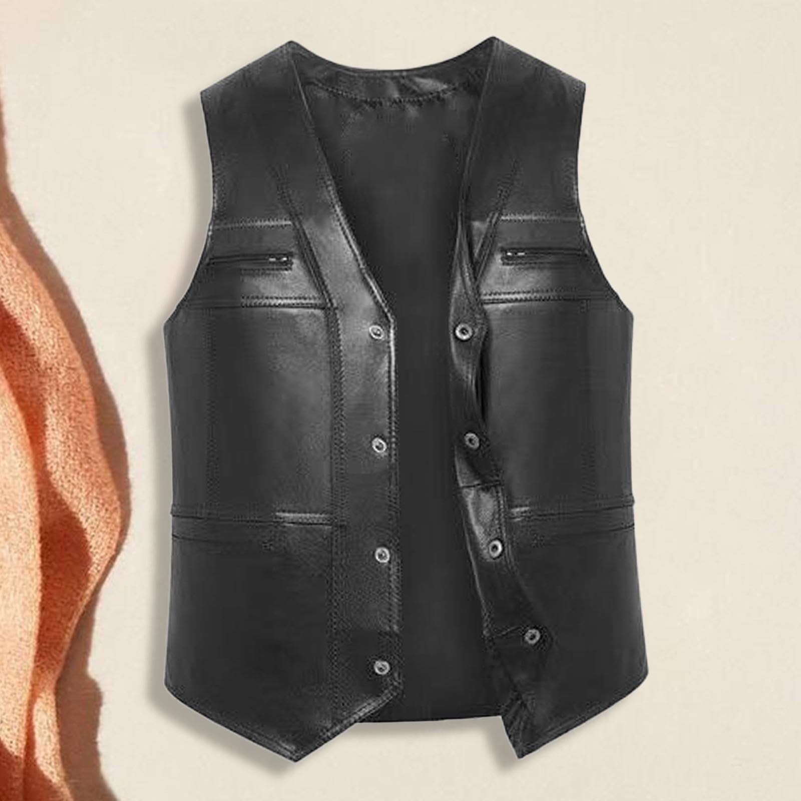 The Style Sutra Waistcoat Utility Jacket Punk Mens PU Leather Vest